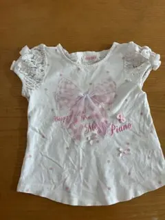 メゾピアノ　リボン付きドット柄Tシャツ 110cm