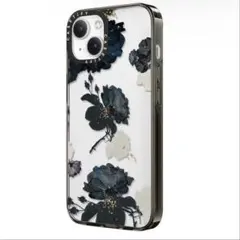 casetify iPhone15plus ケース 花柄 クリアブラック