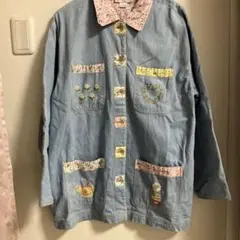 花柄刺繍レトロデニムジャケット