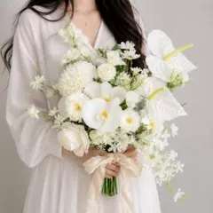 夏婚礼 胡蝶蘭ウェディングブーケ＆ブートニア付き 前撮り 挙式 リゾート婚
