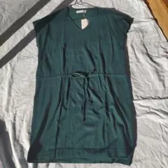 janis mariner ダークグリーン Vネックニットワンピース M