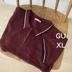 GU　ジーユー　ニットポロ　バーガンディ　XL