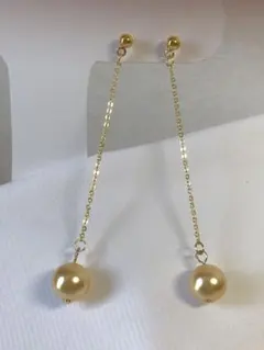 B3003 真珠ピアス　貝パール　金珠 イヤリング　変更　無料