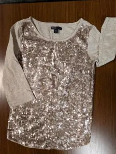 GAP Kids　スパンコール付き七分袖ラウンドヘムＴシャツ