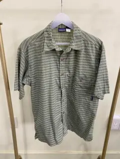 patagonia 半袖シャツ グリーン系チェック