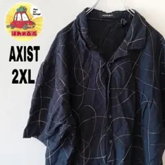 USA古着 AXIST 半袖ボタンシャツ　2XL ブラック　ブラウン
