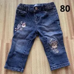 ベビーギャップ　デニム　刺繍　花柄　12-18m