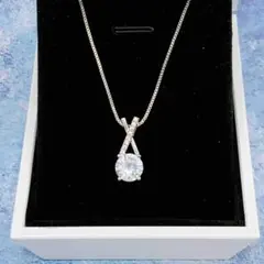 158N【高級感】一粒CZダイヤネックレス S925 シルバー 上品 高見え人気
