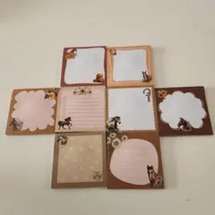 馬と花のデザイン メモ用紙(付箋) ８セット