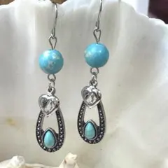 ターコイズブルーのドロップピアス525