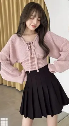 新品未使用タグ付きGRL クロップド丈カーディガン＆XキャミニットアンサンブルM