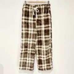 ✨美品✨モコモコパンツ　ルームウェア【Ｌ】チェックパンツ　起毛　ウエストゴム
