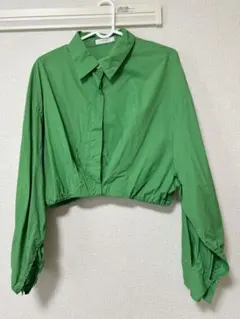 PAGEBOY 長袖クロプド丈シャツ グリーンのサムネイル