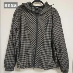 LIKE THE MOST】チェックフードパーカーウィンドブレーカー_ブラック
