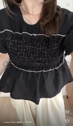 OLUN】shirring frill top/シャーリングフリルトップス - メルカリ