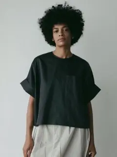 HER. ハー ショルダータック チェックブラウス ブラック 新品タグ付
