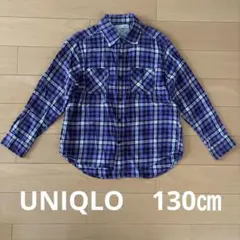 UNIQLO フランネルシャツ 紫系チェック 130cm