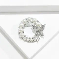 ブローチ　シルバー　バタフライ　コサージュ　パール　卒業式　入学式　セレモニー