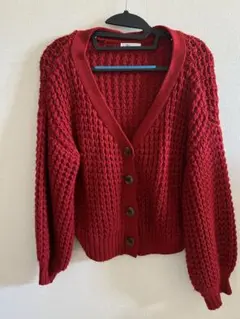 Allamanda 赤 ニットカーディガン ボタン付き 長袖