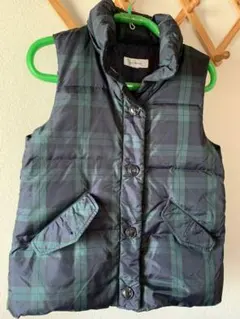 ｖｅｒｔ　ｄｅｎｓｅ　ヴェール　ダンス　ダウンベスト　グリーン×黒　チェック　Ｍ