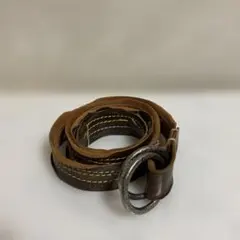 ブラウンレザーリングバックルベルト