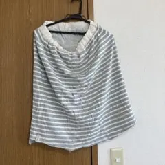 リバーシブル　ストライプひざ丈スカート