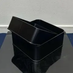 未使用 茶道具 木製黒塗り 神折敷（大）炭斗 炭道具 かみおしき 炭箱
