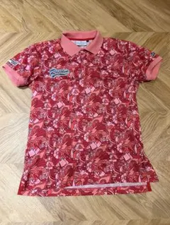 Russdun 花柄ポロシャツ ピンク