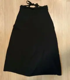 リブ編み　黒　ロングスカート