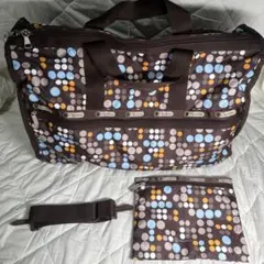 LeSportsac レスポートサック ボストンバッグ ドット ブラウン