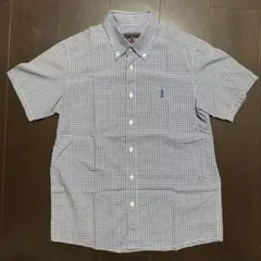 【美品】イーストボーイ 半袖シャツ 9号 M ギンガムチェック 青 ボタンダウンのサムネイル