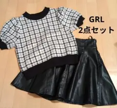 GRL グレイル　トップス　合皮レザースカート　2点セット　ブラック　Lサイズ
