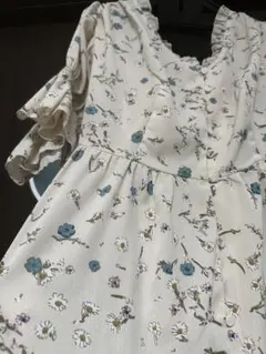 ナイスクラップ　花柄フリル袖ロングワンピース