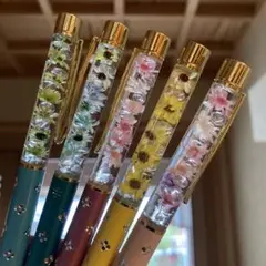 ハーバリウムボールペン5本セット天然石入り