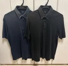 ユニクロ　エアリズムカノコポロシャツ　ネイビー&ブラックの2枚セット　Mサイズ
