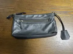 ブラックレザー編み込みクラッチバッグ