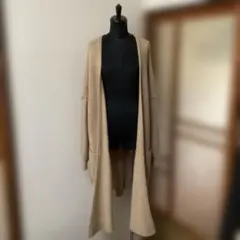 ベージュ ロングカーディガン ポケット付き　BEAMS HEART