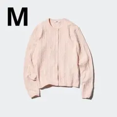 UNIQLO / ユニクロ　ケーブルクルーネックカーディガン ピンク　M