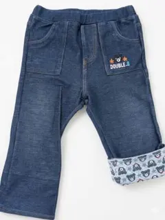 DOUBLE.B デニムパンツ 80 くま 折り返し ミキハウス