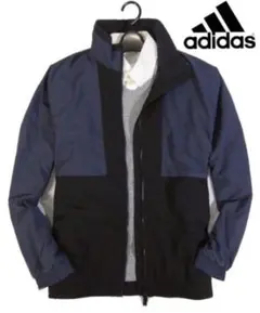 【adidas/アディダス】ジップアップブルゾン ナイロンジャケット・Mネイビー