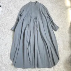 芽風 シャツワンピース ストライプ バンドカラー - メルカリ