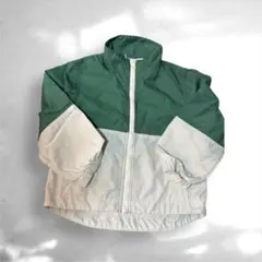 バイカラー フルジップジャケット 緑 オフオワイト90 ナイロン ペアマノン