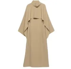 ベージュ ケープスタイル ロングワンピース