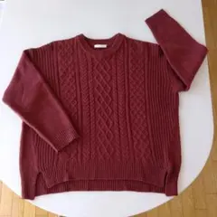 iro no hi ワインレッドのラウンドネックニット Mサイズ