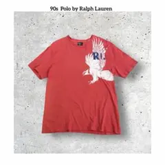＊90s ポロ ラルフローレン 刺繍ロゴ イーグル 鷲 プリント 半袖 Tシャツ