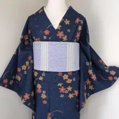 【三花】洗える着物　絽　小紋　葡萄色　エンジ　桔梗　単衣　リサイクル　リユース 三花】洗える着物 絽 小紋 葡萄色 エンジ 桔梗 単衣 リサイクル