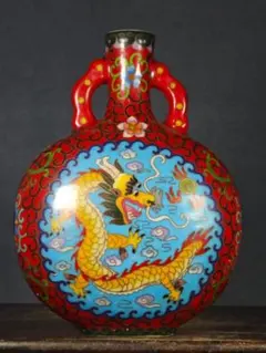 中國美術 古玩 景泰蓝 七宝焼　黒地花鳥蝶々紋様瓢箪　花器 京法造 中國美術 古玩 景泰藍 七宝焼 黒地花鳥蝶々紋様瓢箪 花器 置物 京法造