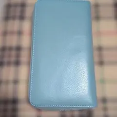 水色レザー風長財布
