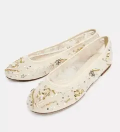 ZARA♡ラインストーン付きフラットバレリーナシューズ♡サイズ36（23.4）♡