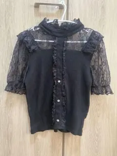 Ank Rouge 黒 レース トップス